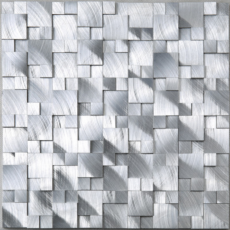 Hotel Coffee House Decoration Wall 3D Square Aluminum Alloy Metal Mosaic Tile
