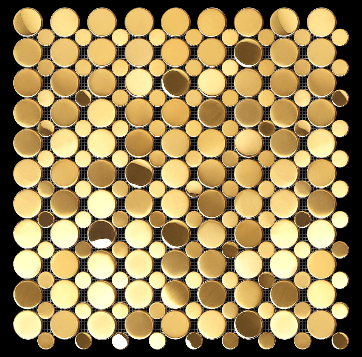 Penny Galaxy Gold (Hairline) Matt 304 Grade Stainless Steel Mosaic Tiles