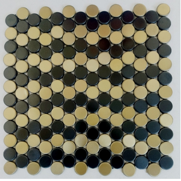 Penny Moon 1" Round Mix Gold Black Stainless steel mosaic tile