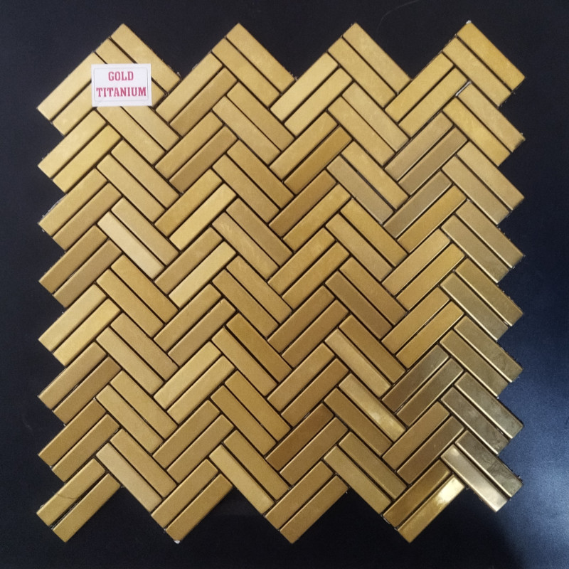 Double Herringbone Gold Matt Stainless steel mosaic tile