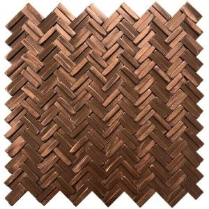 Aluminium 3D Herringbone Metal Mosaic Tile – Metallic Copper Finish