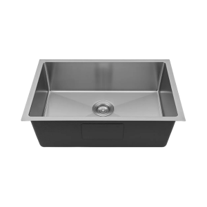 Khushi Kitchen 24" x 18" x 9" Square Stainless Steel Sink (SS-304) | Single Bowl | Rust & Stain Resistant | Matt Finish | Soundproof Design with Round Coupling