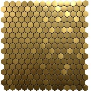 Hexagon Stainless Steel Metallic Gold Metal Mosaic Tile – Matt Hairline Finish