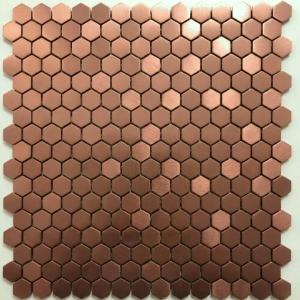 Metallic Copper Hexagon Mosaic Tile | 304 Stainless Steel Matt Finish Wall Tile
