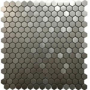 Hexagon Stainless Steel Metallic Silver Metal Mosaic Tile – Matt Hairline Finish