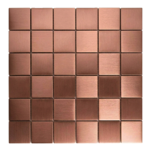 Stainless Steel Square Metal Mosaic Tile – Metallic Rose Gold Matte Hairline Finish